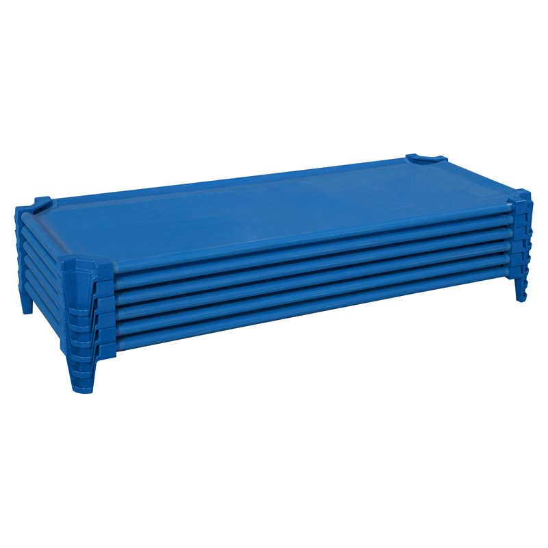 Lit de bébé préscolaire - Bleu - 52"L x 23"L x 5"H - NON ASSEMBLÉ - Ensemble de 6 Lit de bébé préscolaire - Bleu - 52"L x 23"L x 5"H - NON ASSEMBLÉ - Ensemble de 6